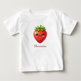 Camiseta Para Bebê Monograma morango kawaii fofo