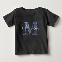Monograma Nome personalizado Baby Boy Black T Shir