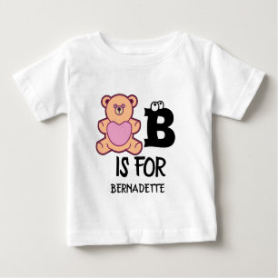 Camiseta Para Bebê Monograma personalizado B é para ter um animal eng