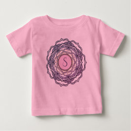 Camiseta Para Bebê Monograma Personalizado Bonita Menina Mandala Bone