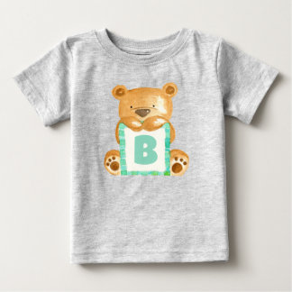 Camiseta Para Bebê Monograma Personalizado do Urso de Teddy