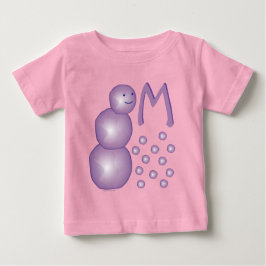 Camiseta Para Bebê Monograma Roxo Inicial Snowman 3D Ball Pontos da L
