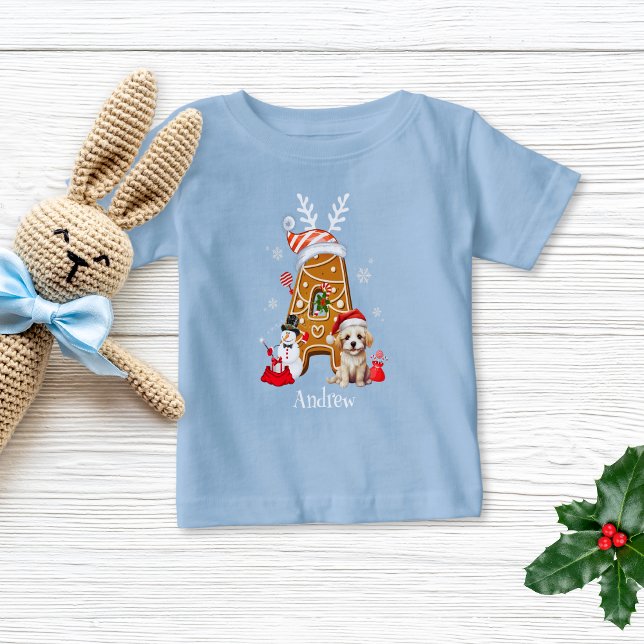 Camiseta Para Bebê Monogramas Papais noeis de Natal Gingerbird - Letr (Criador carregado)