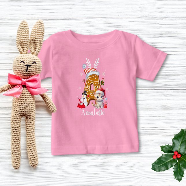 Camiseta Para Bebê Monogramas Papais noeis de Natal Gingerbird - Letr (Criador carregado)