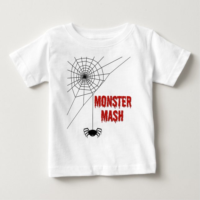 Camiseta Para Bebê Monster Mash Halloween Spiderweb (Frente)