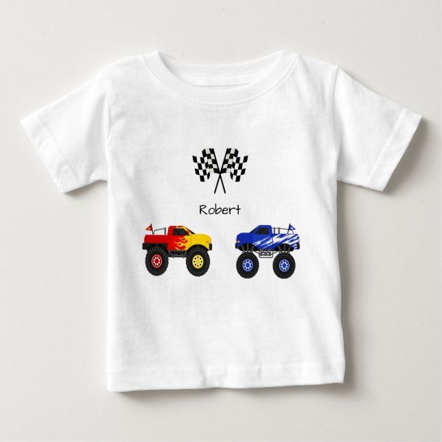 Camiseta Para Bebê Monster Truck Personalizado (Frente)
