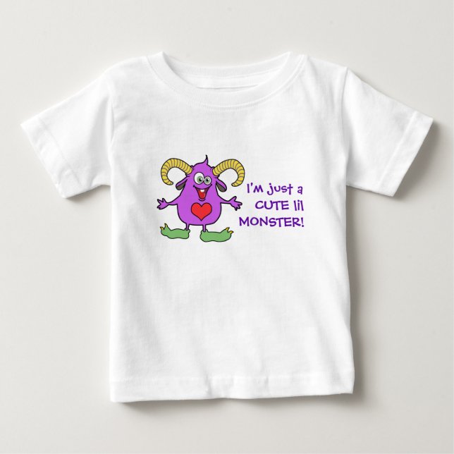 Camiseta Para Bebê Monstro Bonito Lil! (Frente)