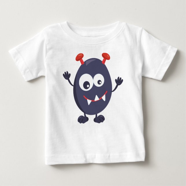 Camiseta Para Bebê Monstro Bonito, Monstro Engraçado, Monstro Azul, C (Frente)