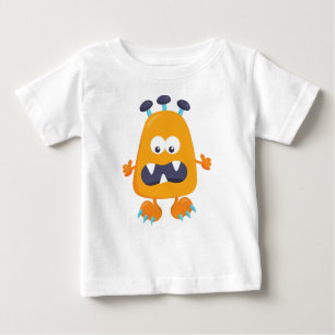 Camiseta Para Bebê Monstro Bonito, Monstro Laranja, Cornos, Monstro E