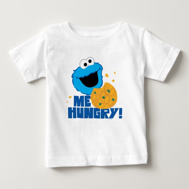 Camiseta Para Bebê Monstro Come Biscoitos | Eu Estou com Fome! (Frente)