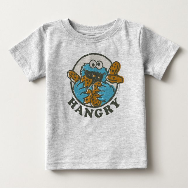 Camiseta Para Bebê Monstro das Bolachas Vintage | Faminto (Frente)