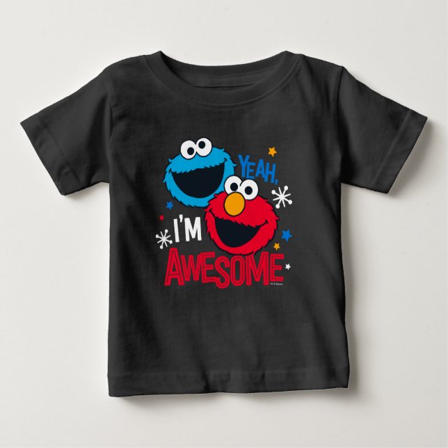 Camiseta Para Bebê Monstro de Biscoitos e Elmo | Sim, sou incrível (Frente)