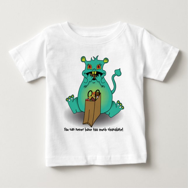 Camiseta Para Bebê Monstro de chocolate doce (Frente)