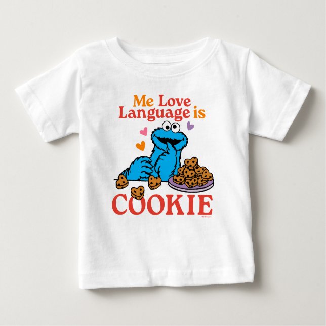 Camiseta Para Bebê Monstro de cookies | Citação do dia de os namorado (Frente)