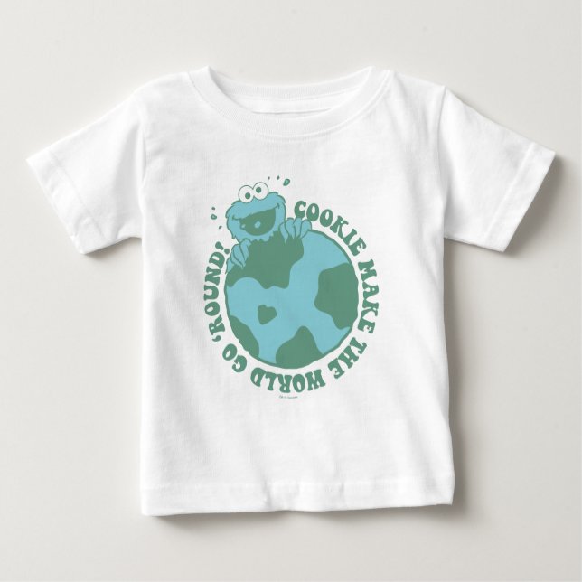 Camiseta Para Bebê Monstro de cookies | Cookies fazem o mundo girar (Frente)