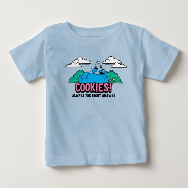Camiseta Para Bebê Monstro de cookies | Cookies Sempre a resposta cer (Frente)
