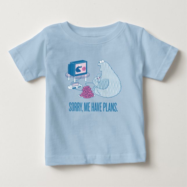Camiseta Para Bebê Monstro de cookies | Desculpe, Tenho Planos (Frente)
