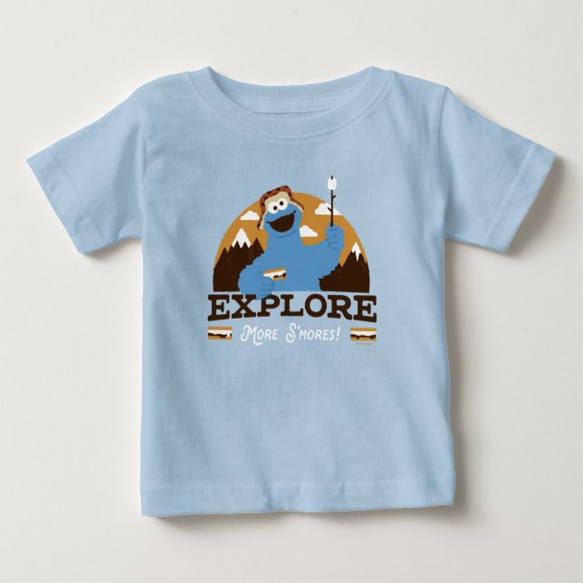 Camiseta Para Bebê Monstro de cookies | Explorar mais núcleos (Frente)