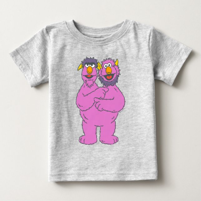 Camiseta Para Bebê Monstro de Duas Cabeças da Rua Sésamo (Frente)