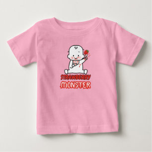Camiseta Para Bebê Monstro de Morango