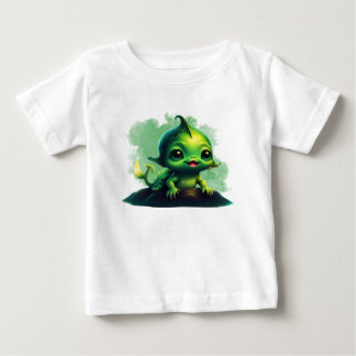 Camiseta Para Bebê Monstro de Peixe Bebê Sorridente
