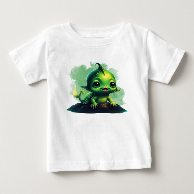 Camiseta Para Bebê Monstro de Peixe Bebê Sorridente (Frente)