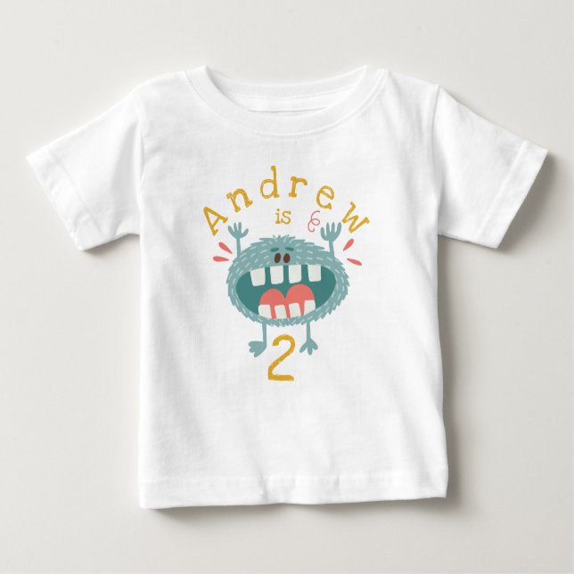 Camiseta Para Bebê Monstro de Teal Cute Personalizável (Frente)