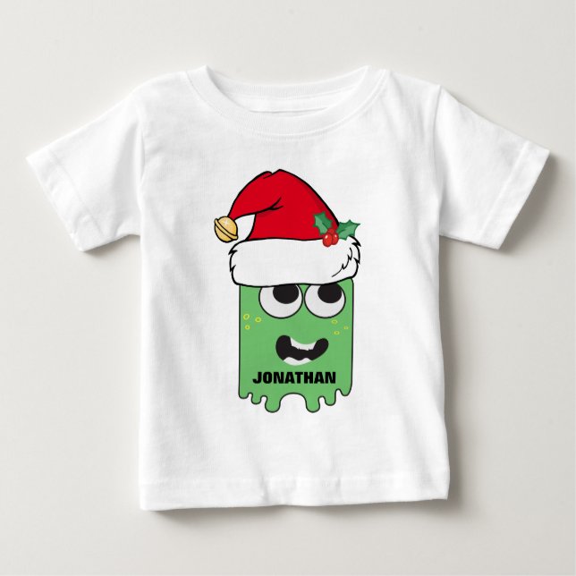 Camiseta Para Bebê Monstro de Xmas Personalizado Bonito (Frente)