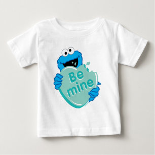 Camiseta Para Bebê Monstro do Biscoito "Seja meu" Namorados Cardíaco