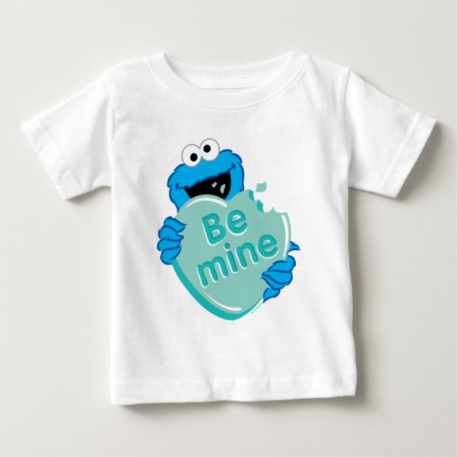 Camiseta Para Bebê Monstro do Biscoito "Seja meu" Namorados Cardíaco  (Frente)