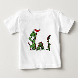 Camiseta Para Bebê Monstro engraçado de Loch Ness no Natal do chapé