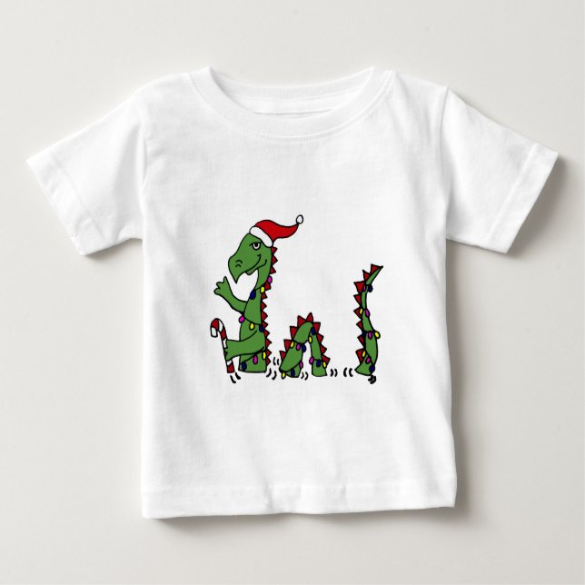 Camiseta Para Bebê Monstro engraçado de Loch Ness no Natal do chapéu (Frente)