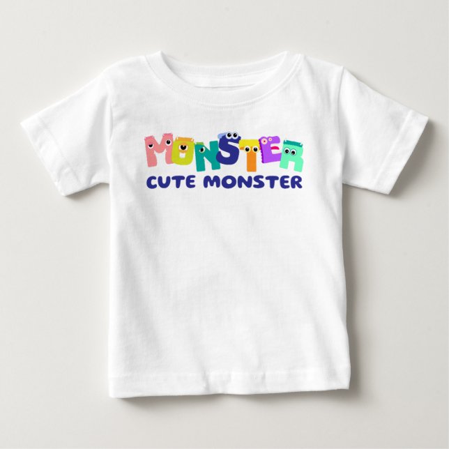 Camiseta Para Bebê Monstro fofo (Frente)