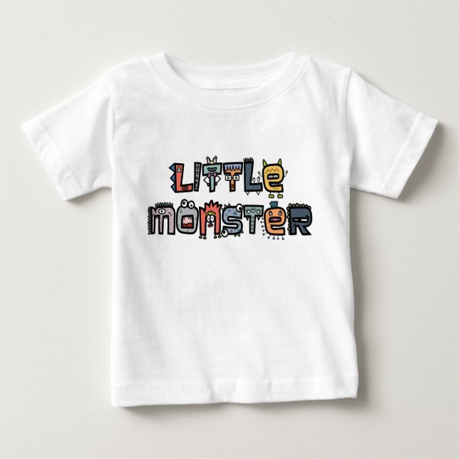 Camiseta Para Bebê Monstro pequeno - o texto Doodles (o Pastel) (Frente)