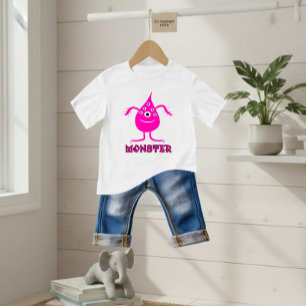 Camiseta Para Bebê Monstro rosa