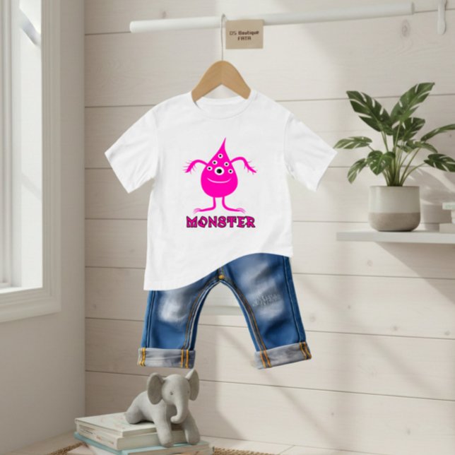 Camiseta Para Bebê Monstro rosa (Criador carregado)