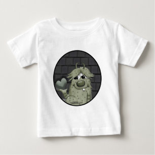 Camiseta Para Bebê Monstro Verde felpudo com Coração