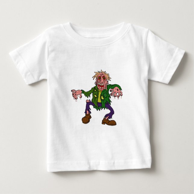 Camiseta Para Bebê Monstro Zombie Verde das Halloween (Frente)