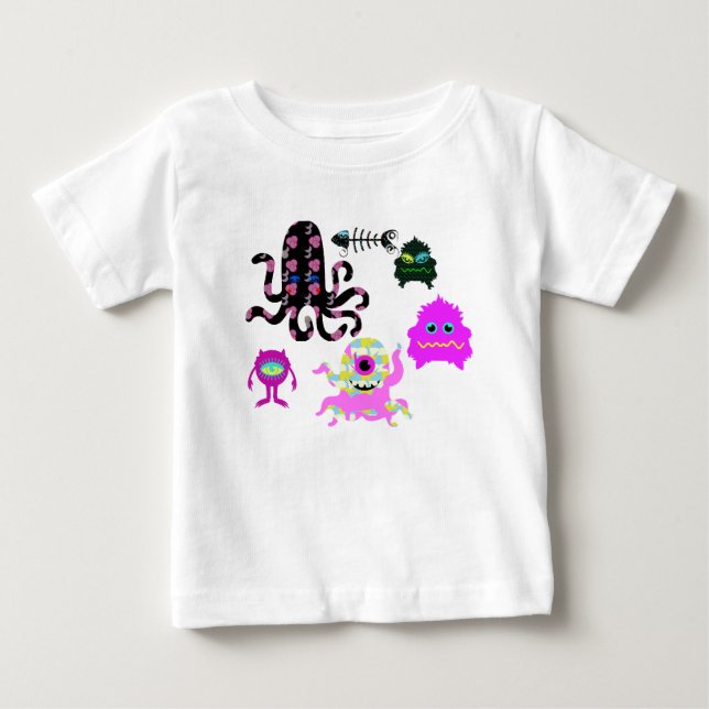 Camiseta Para Bebê Monstros (Frente)