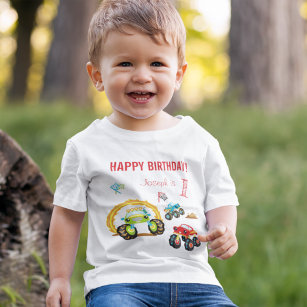 Camiseta Para Bebê Monstros Coloridos do Aniversário com Idade do Nom