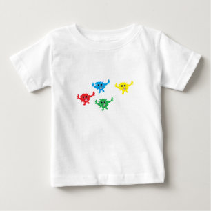 Camiseta Para Bebê Monstros felpudos coloridos