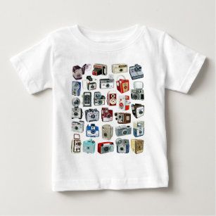 Camiseta Para Bebê Montagem da câmera Vintage