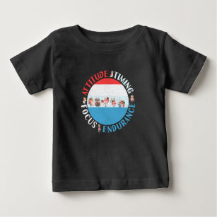 Camiseta Para Bebê Montagem do jogador de beisebol - Azul branco verm