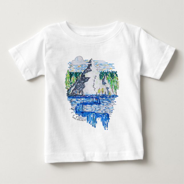 Camiseta Para Bebê Montanha fresca (Frente)