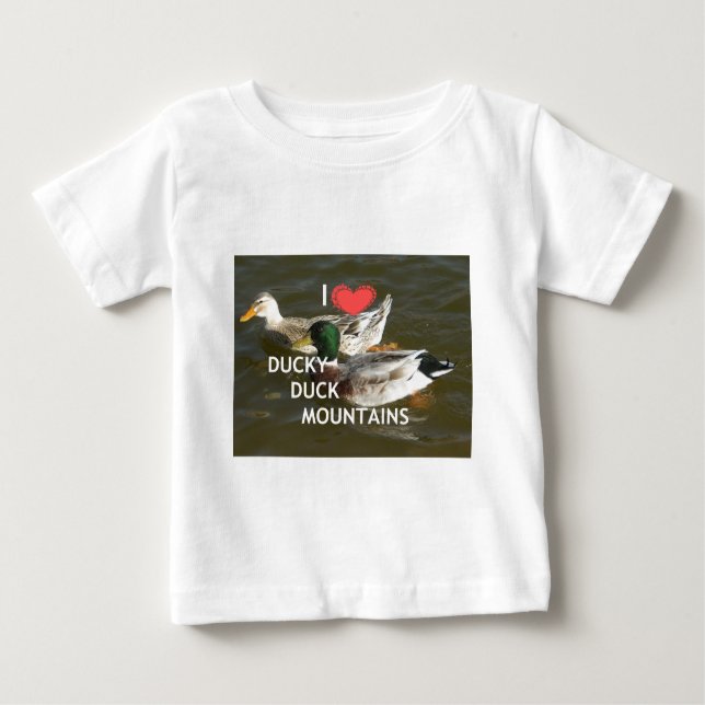 Camiseta Para Bebê Montanhas de pato. (Frente)