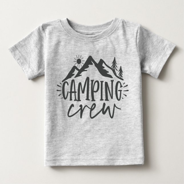 Camiseta Para Bebê Montanhas Forest Sunrise Crew (Frente)