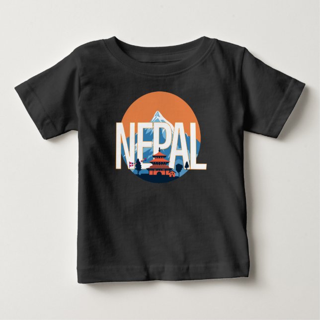 Camiseta Para Bebê Monte Everest no Templo do Nepal (Frente)