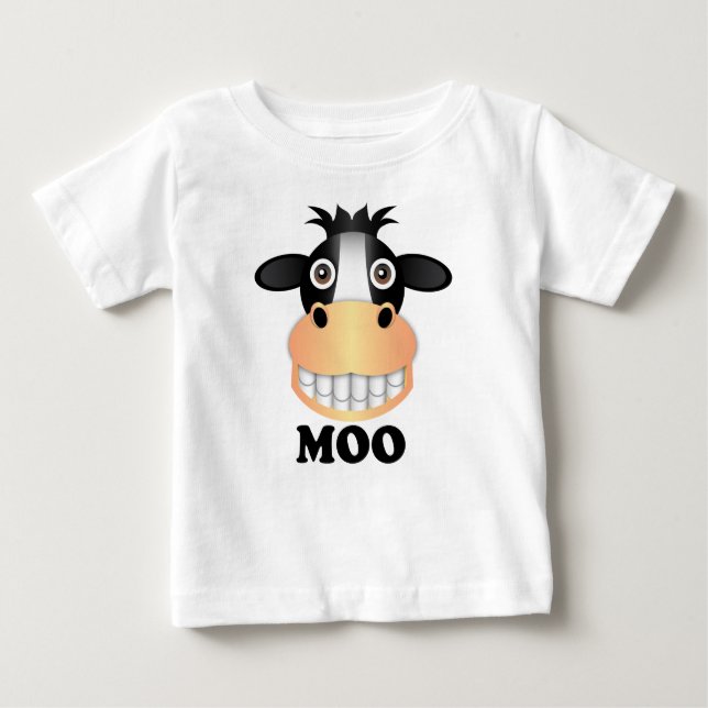 Camiseta Para Bebê Moo - Baby Fine Jersey T-Shirt  (Frente)