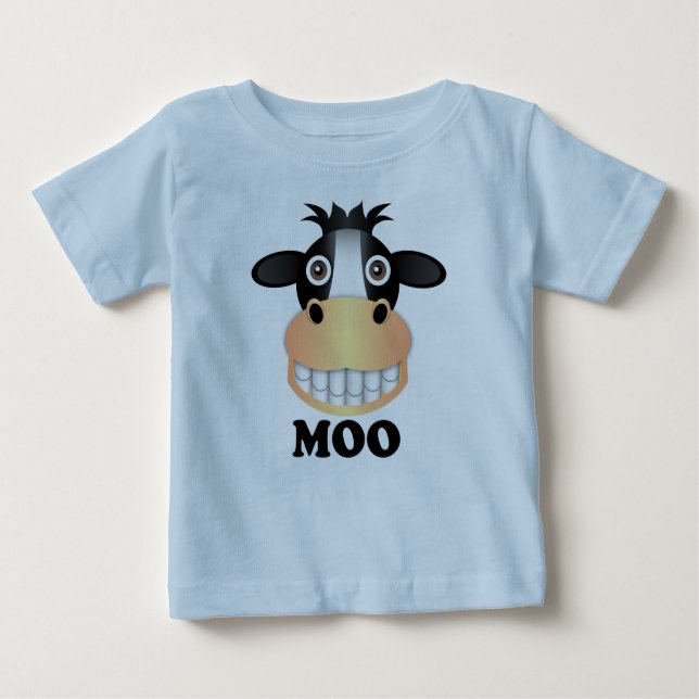 Camiseta Para Bebê Moo - Baby Fine Jersey T-Shirt  (Frente)