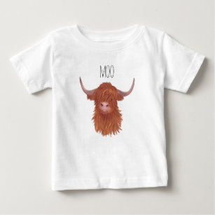 Camiseta Para Bebê Moo Highland Cow